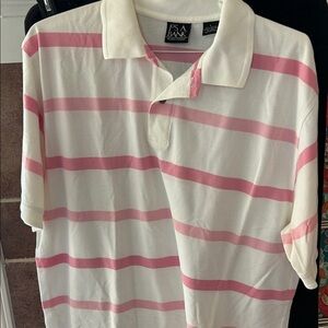 Jos. A. Bank White and Pink Striped Polo
